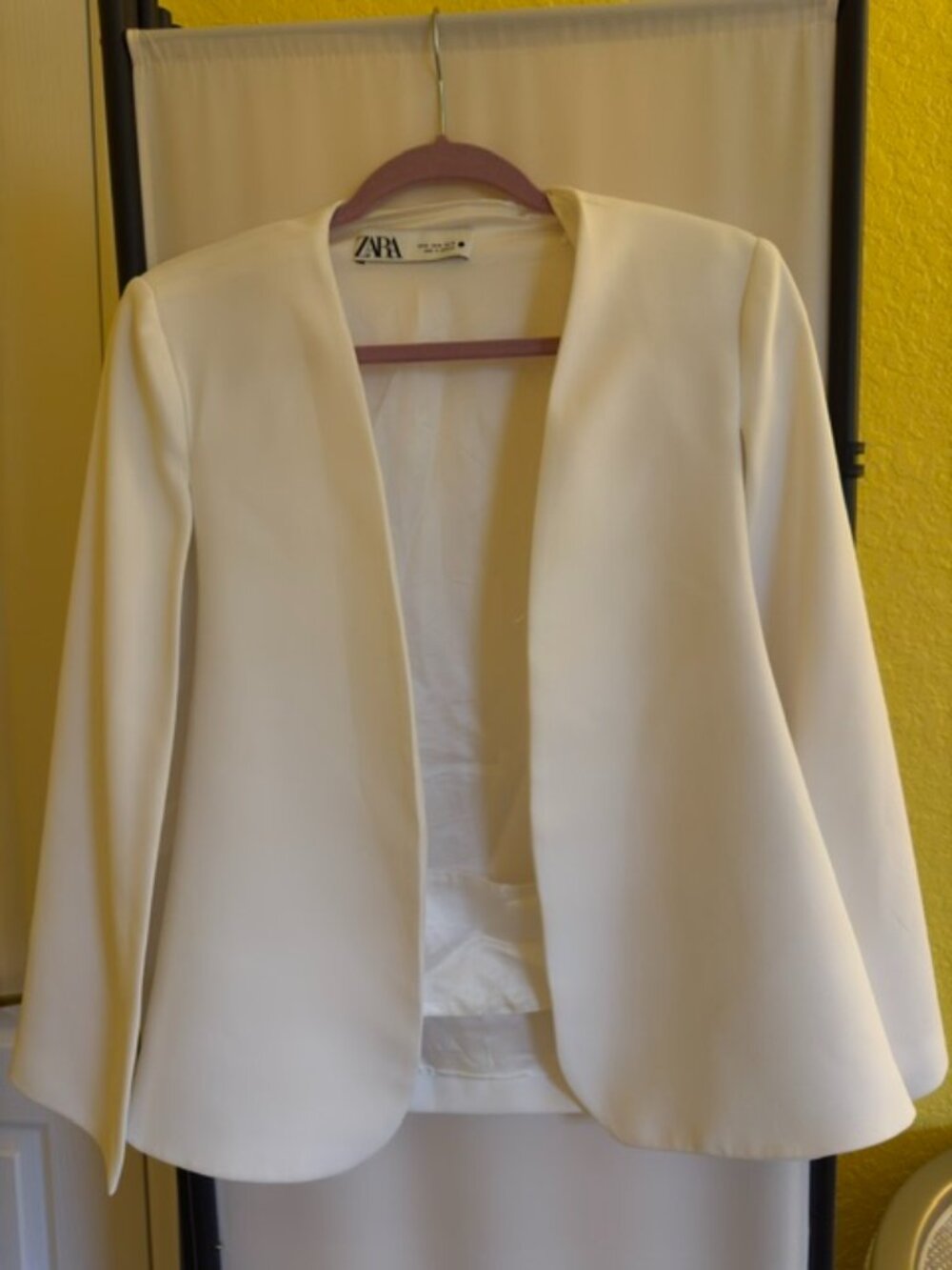 Zara White/Cream Open-Front Cape Jacket
